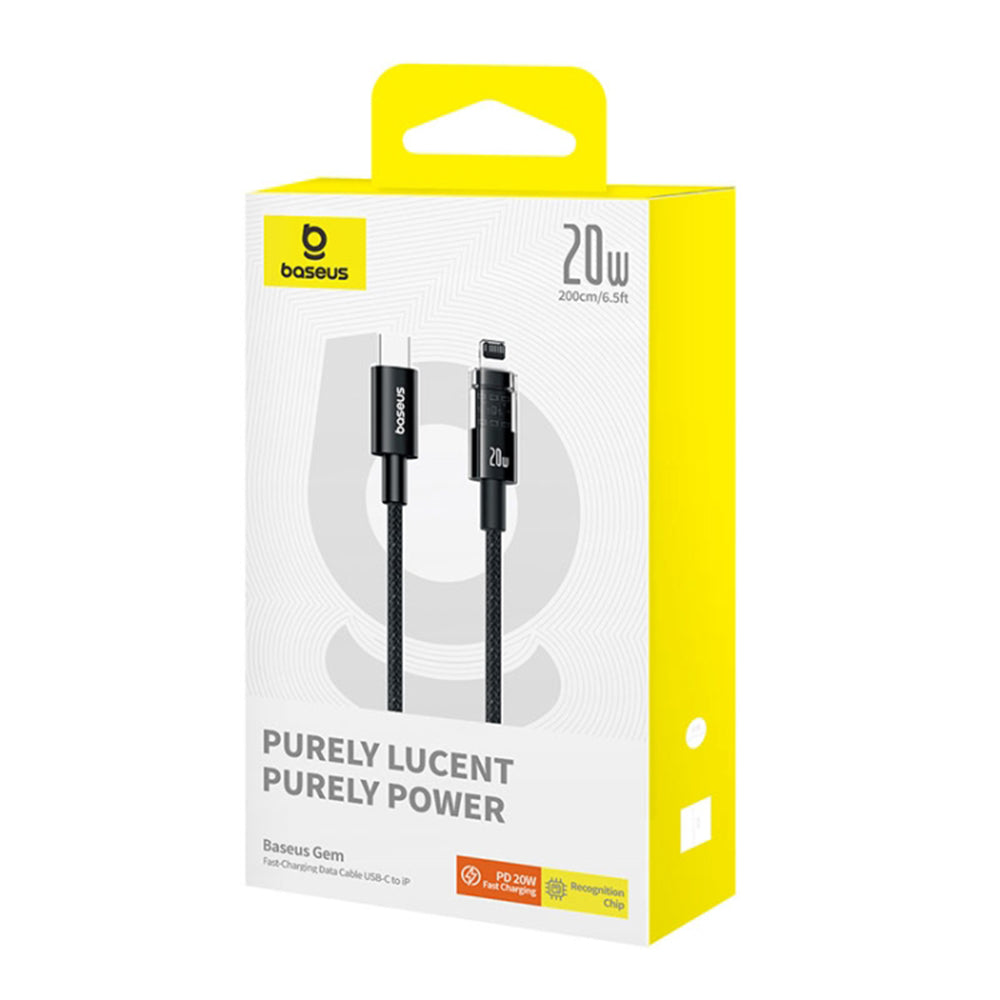 USB-C - Lightning Baseus Gem -data- ja latauskaapeli, 20W, 2m, Valkoinen P10373001211-01