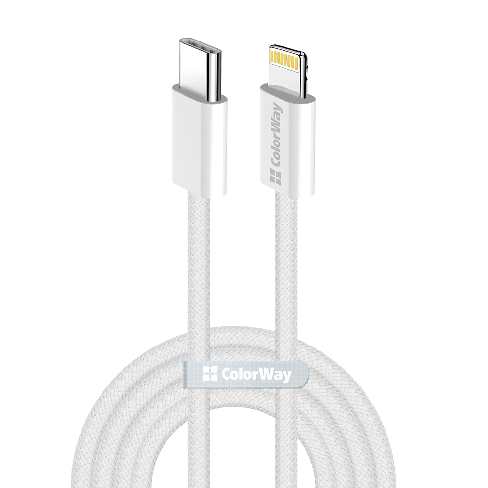 USB-C - Lightning -lataus- ja tiedonsiirtokaapeli ColorWay CW-CBPDCL061, 27W, 1m, Harmaa