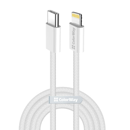 USB-C - Lightning -lataus- ja tiedonsiirtokaapeli ColorWay CW-CBPDCL061, 27W, 1m, Harmaa