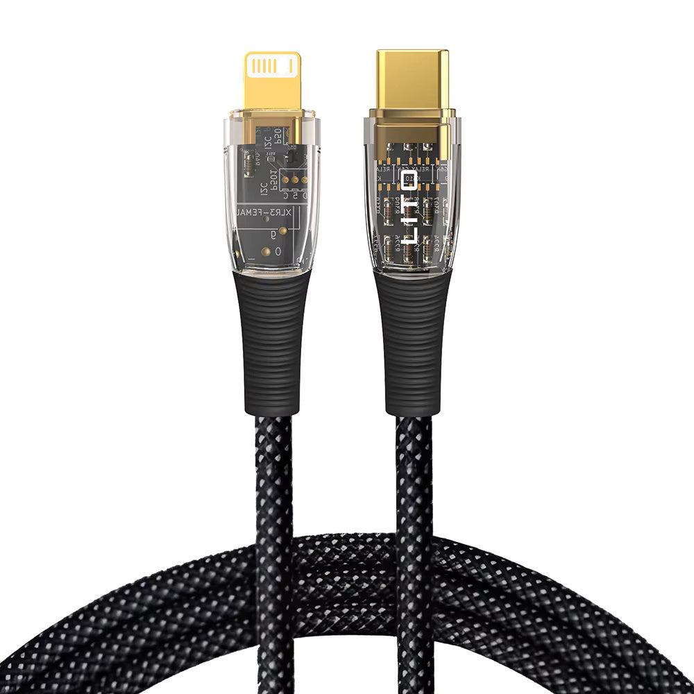 USB-C - Lightning Lito LD01 -data- ja latauskaapeli, 27W, 1.2m, Musta