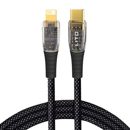 USB-C - Lightning Lito LD01 -data- ja latauskaapeli, 27W, 1.2m, Musta