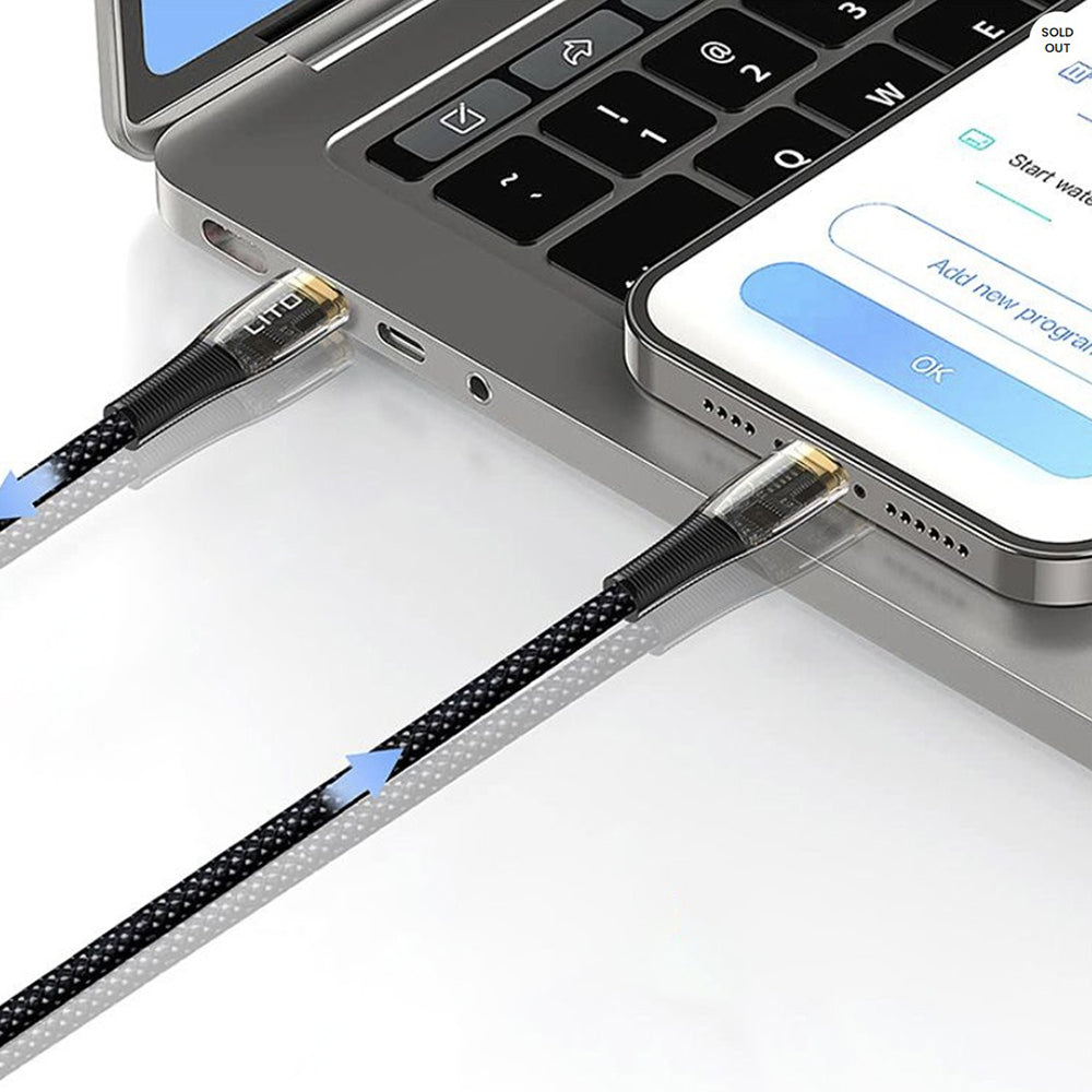 USB-C - Lightning Lito LD01 -data- ja latauskaapeli, 27W, 1.2m, Musta