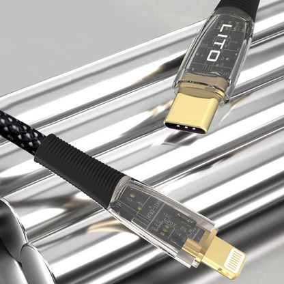 USB-C - Lightning Lito LD01 -data- ja latauskaapeli, 27W, 1.2m, Musta
