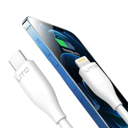 USB-C - Lightning Lito LD03 Data- ja Latauskaapeli, 27W, 1m, Valkoinen
