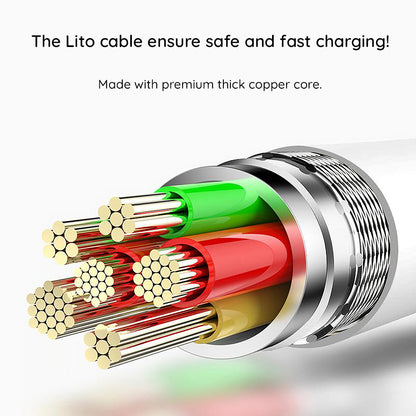 USB-C - Lightning Lito LD03 Data- ja Latauskaapeli, 27W, 1m, Valkoinen