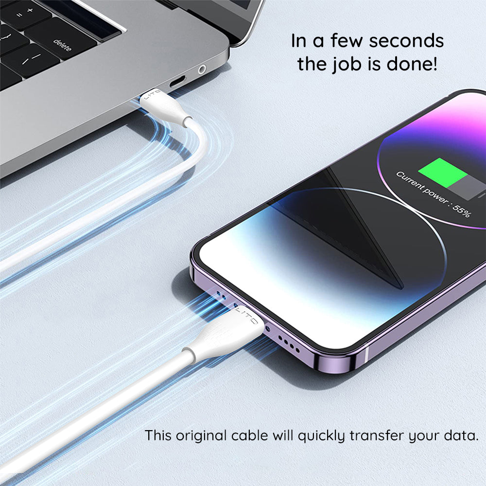 USB-C - Lightning Lito LD03 Data- ja Latauskaapeli, 27W, 1m, Valkoinen