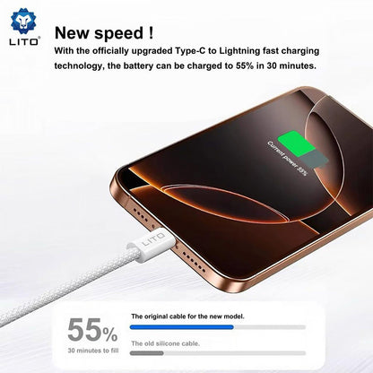 USB-C - Lightning Lito LD04CL Data- ja latauskaapeli, 27W, 1m, Valkoinen