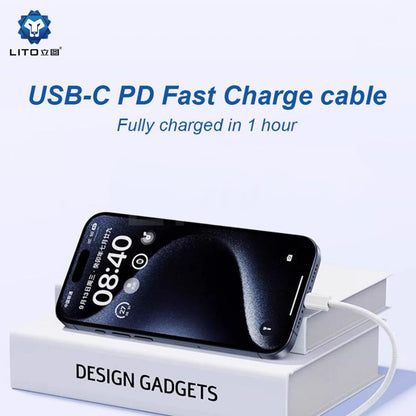 USB-C - Lightning Lito LD04CL Data- ja latauskaapeli, 27W, 1m, Valkoinen
