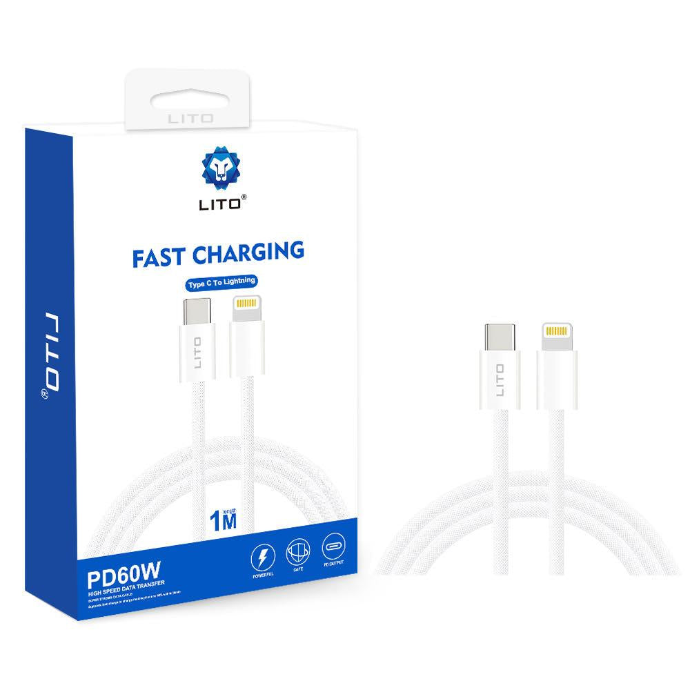 USB-C - Lightning Lito LD04CL Data- ja latauskaapeli, 27W, 1m, Valkoinen