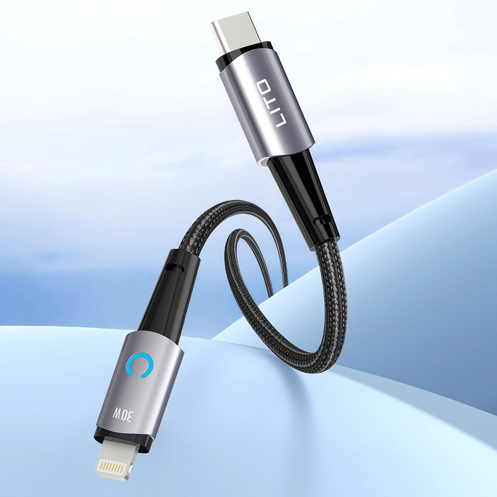 USB-C - Lightning Lito LD10CL -data- ja latauskaapeli, 30W, 1m, Musta