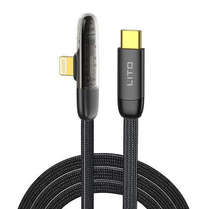 USB-C - Lightning Lito LD11CL -data- ja latauskaapeli, 30W, 1m, Musta