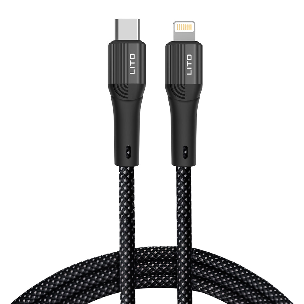 USB-C - Lightning Lito LD14CL -data- ja latauskaapeli, 30W, 1m, Musta