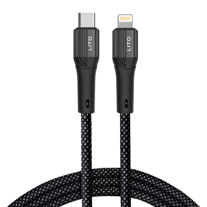 USB-C - Lightning Lito LD14CL -data- ja latauskaapeli, 30W, 1m, Musta