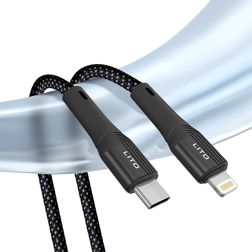 USB-C - Lightning Lito LD14CL -data- ja latauskaapeli, 30W, 1m, Musta