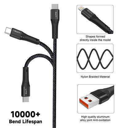 USB-C - Lightning Lito LD14CL -data- ja latauskaapeli, 30W, 1m, Musta