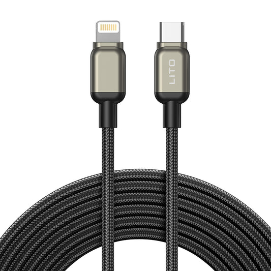 USB-C - Lightning Lito LD17 -data- ja latauskaapeli, 20W, 1m, Musta