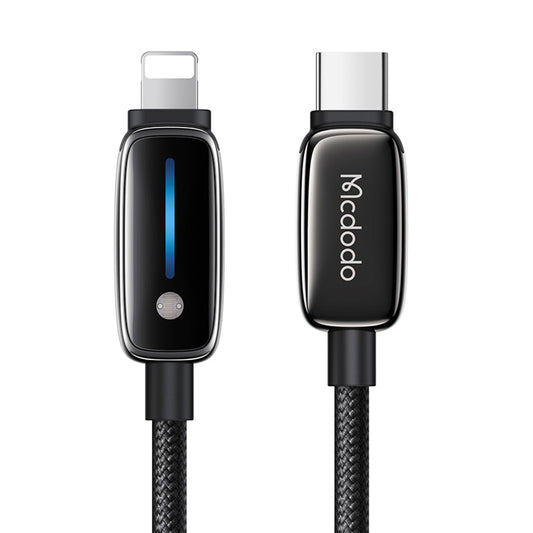 USB-C - Lightning McDodo CA-0050, 36W, 1.2m, musta data- ja latauskaapeli
