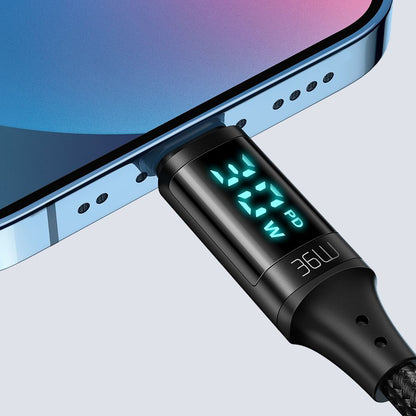 USB-C - Lightning McDodo CA-1030 Display -data- ja latauskaapeli, 36W, 1.2m, Musta