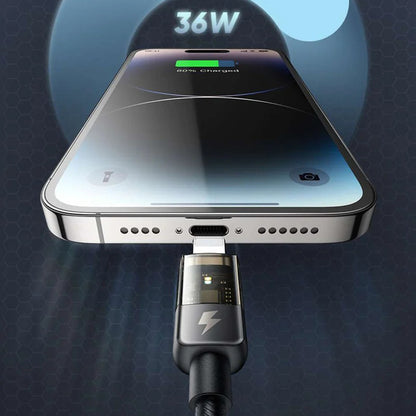 USB-C - Lightning McDodo CA-3160 Auto Power Off -data- ja latauskaapeli, 36W, 1.2m, Musta