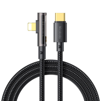 USB-C - Lightning McDodo CA-3390 Angled -data- ja latauskaapeli, 36W, 1.2m, Musta