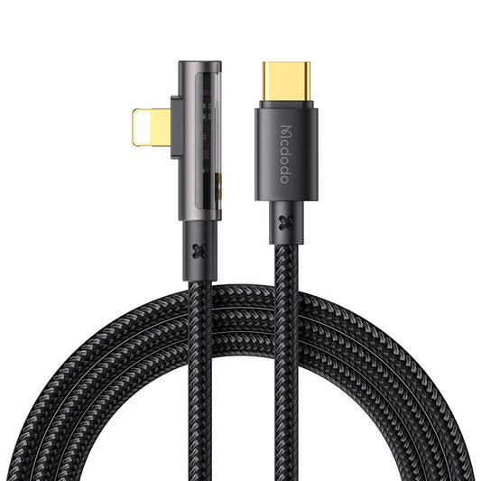 USB-C - Lightning McDodo CA-3390 Angled -data- ja latauskaapeli, 36W, 1.2m, Musta