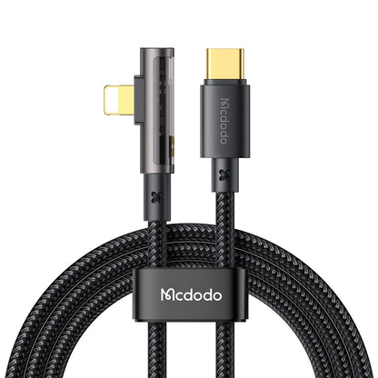 USB-C - Lightning McDodo CA-3390 Angled -data- ja latauskaapeli, 36W, 1.2m, Musta