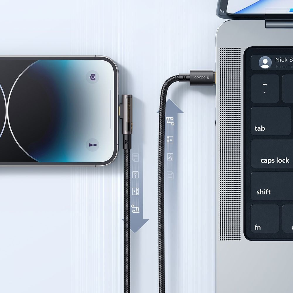 USB-C - Lightning McDodo CA-3390 Angled -data- ja latauskaapeli, 36W, 1.2m, Musta