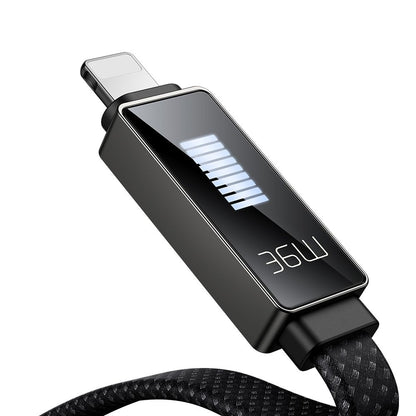 USB-C - Lightning McDodo CA-4960 Rythm Display -data- ja latauskaapeli, 36W, 1.2m, Musta