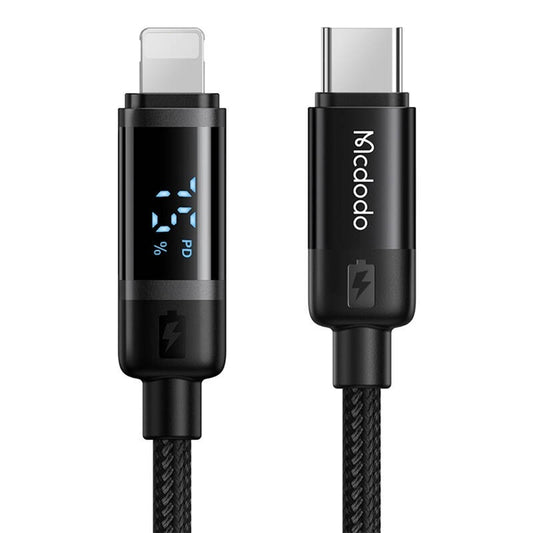 USB-C - Lightning McDodo CA-5210 Bat Display -data- ja latauskaapeli, 36W, 1.2m, Musta