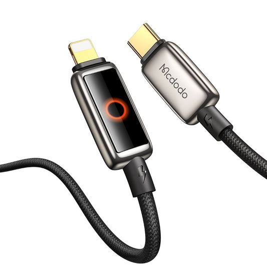 USB-C - Lightning McDodo CA-6670 Auto Power Off -data- ja latauskaapeli, 36W, 1.2m, Musta