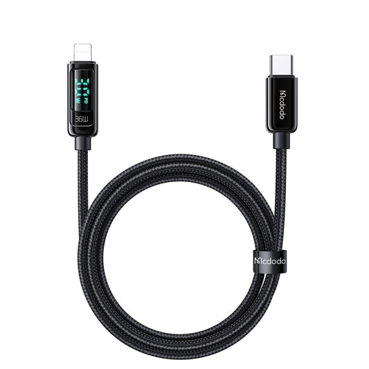 USB-C - Lightning McDodo CA-8810 Data- ja Latauskaapeli, 36W, 1.2m, Musta