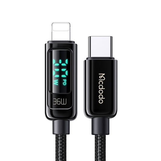 USB-C - Lightning McDodo CA-8810 Data- ja Latauskaapeli, 36W, 1.2m, Musta