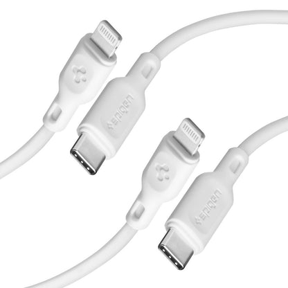 USB-C - Lightning Spigen Durasync Data- ja Latauskaapeli, 20W, 1m, Valkoinen, 2 kappaleen setti