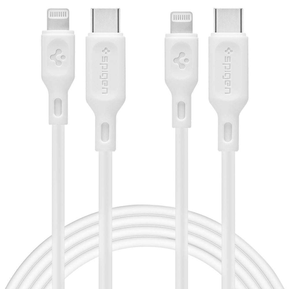 USB-C - Lightning Spigen Durasync Data- ja Latauskaapeli, 20W, 1m, Valkoinen, 2 kappaleen setti