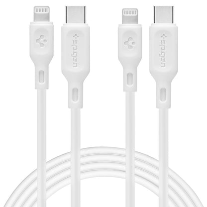USB-C - Lightning Spigen Durasync Data- ja Latauskaapeli, 20W, 1m, Valkoinen, 2 kappaleen setti