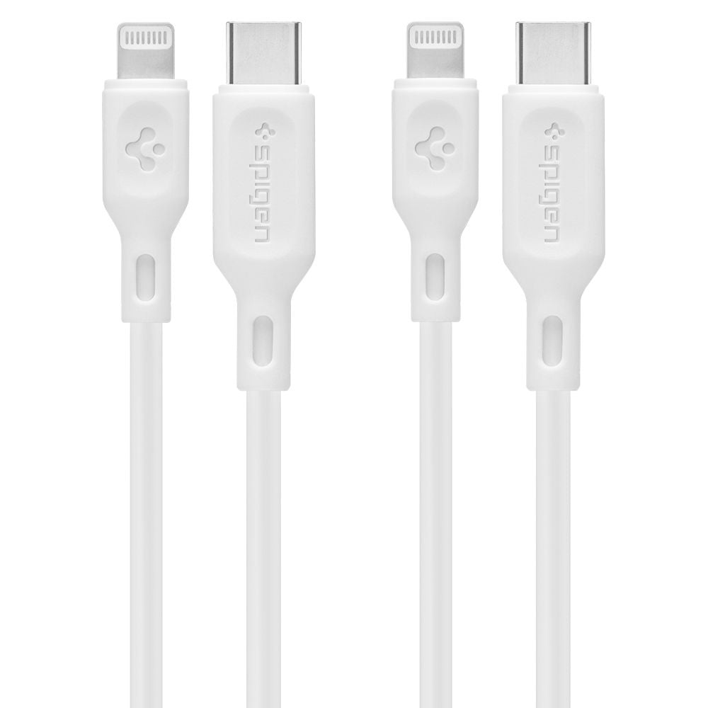 USB-C - Lightning Spigen Durasync Data- ja Latauskaapeli, 20W, 1m, Valkoinen, 2 kappaleen setti