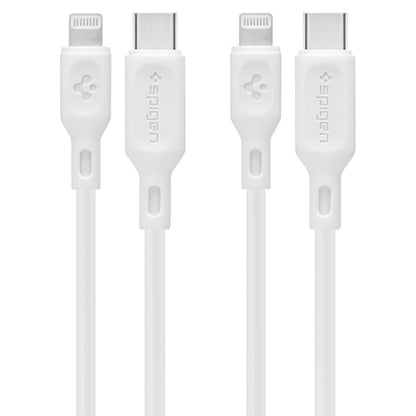 USB-C - Lightning Spigen Durasync Data- ja Latauskaapeli, 20W, 1m, Valkoinen, 2 kappaleen setti