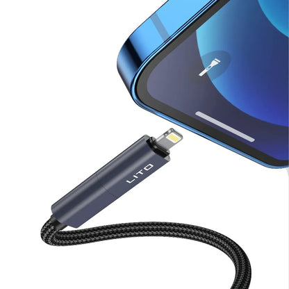 USB-C / USB-A - USB-C / Lightning Lito LD21 -data- ja latauskaapeli, 100W, 1m, Musta