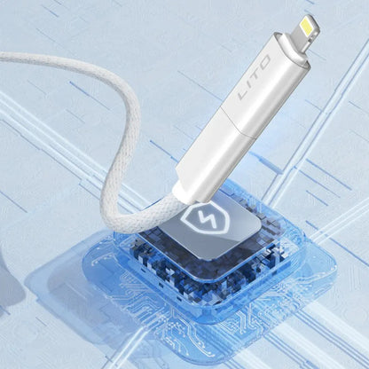 USB-C / USB-A - USB-C / Lightning Lito LD21 -data- ja latauskaapeli, 100W, 1m, Musta