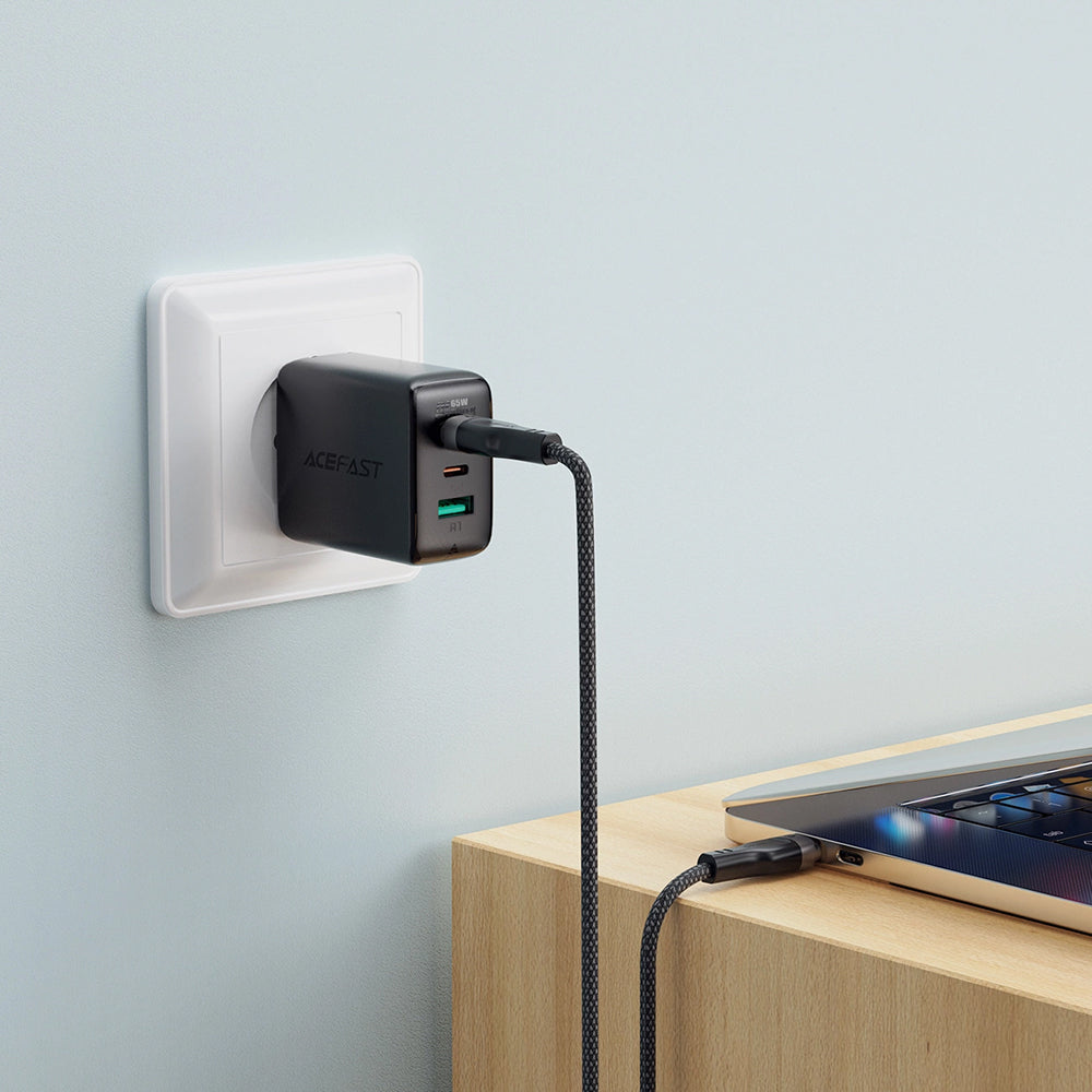 USB-C - USB-C Acefast C11-03 Data- ja Latauskaapeli, 60W, 1.2m, Musta