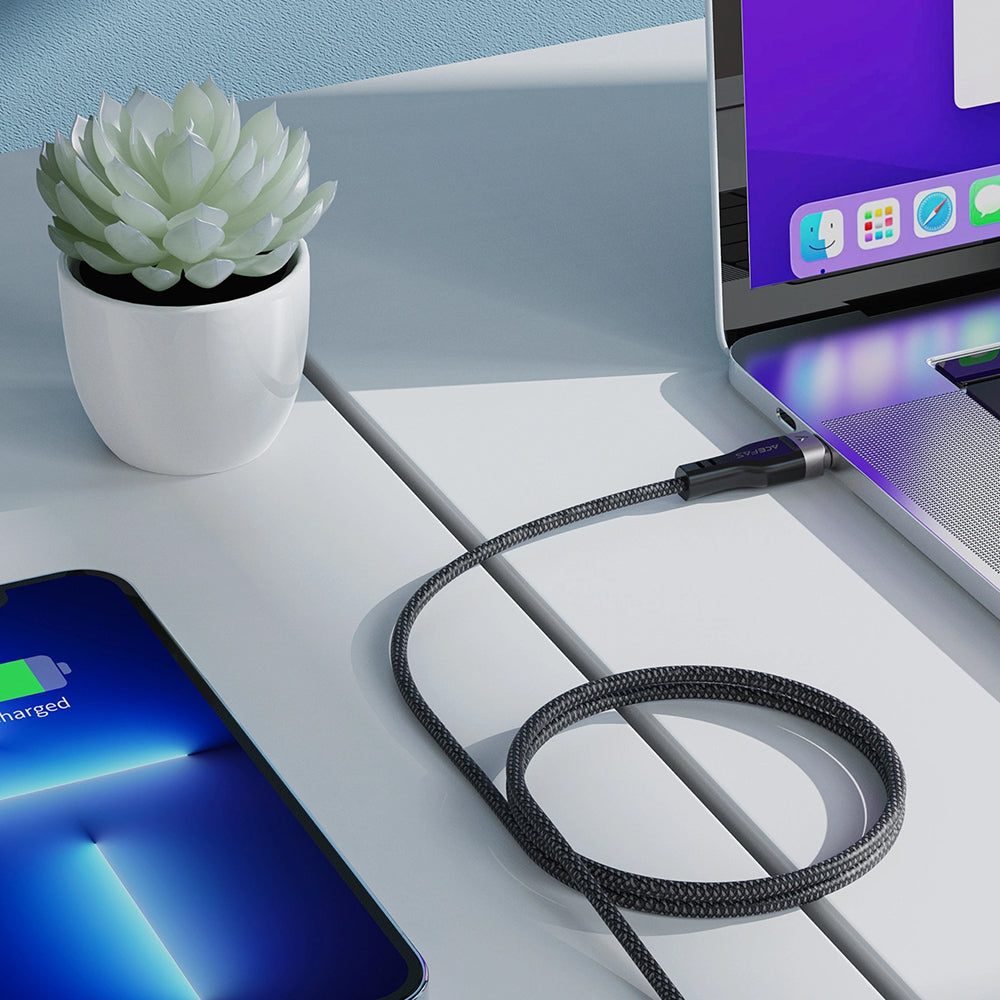 USB-C - USB-C Acefast C11-03 Data- ja Latauskaapeli, 60W, 1.2m, Musta
