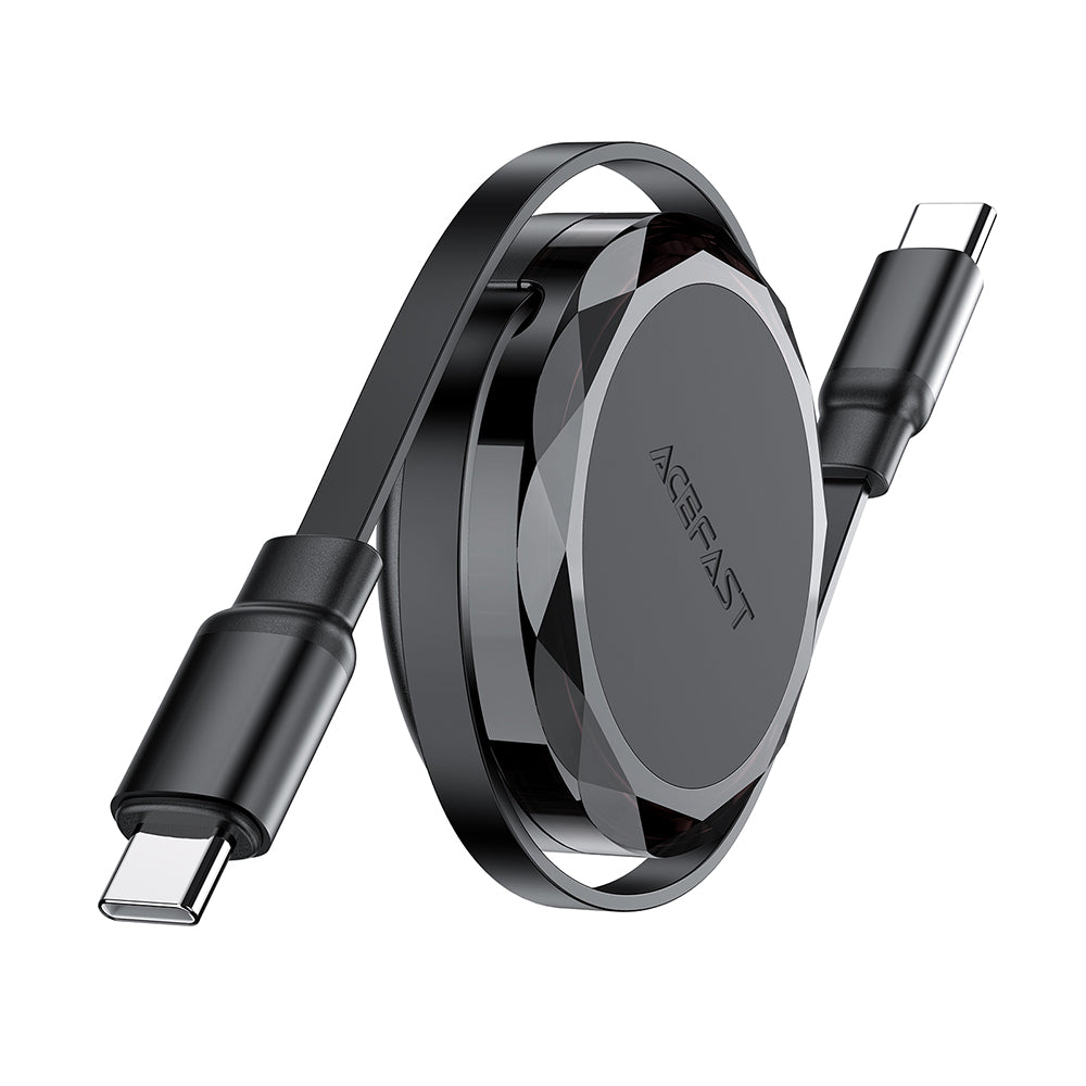 USB-C - USB-C Acefast C13-03 Data- ja Latauskaapeli, 60W, 0.8m, Musta