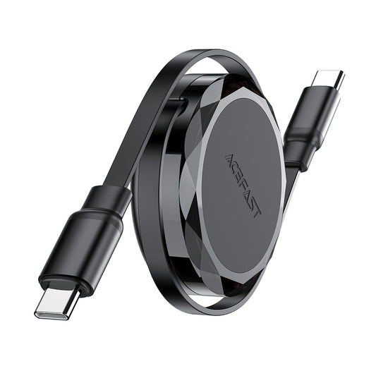 USB-C - USB-C Acefast C13-03 Data- ja Latauskaapeli, 60W, 0.8m, Musta
