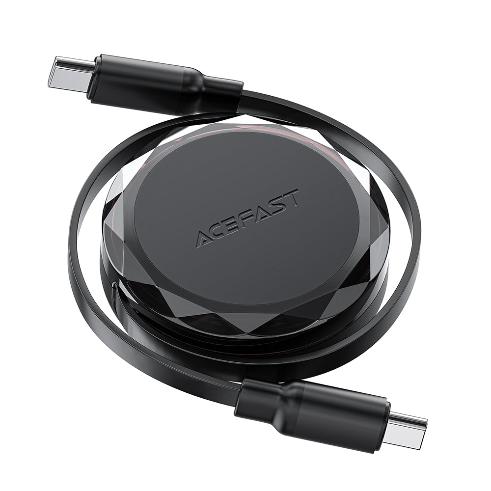 USB-C - USB-C Acefast C13-03 Data- ja Latauskaapeli, 60W, 0.8m, Musta