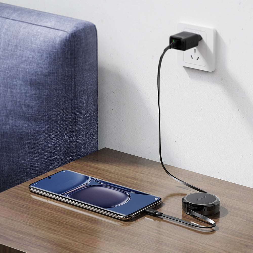 USB-C - USB-C Acefast C13-03 Data- ja Latauskaapeli, 60W, 0.8m, Musta