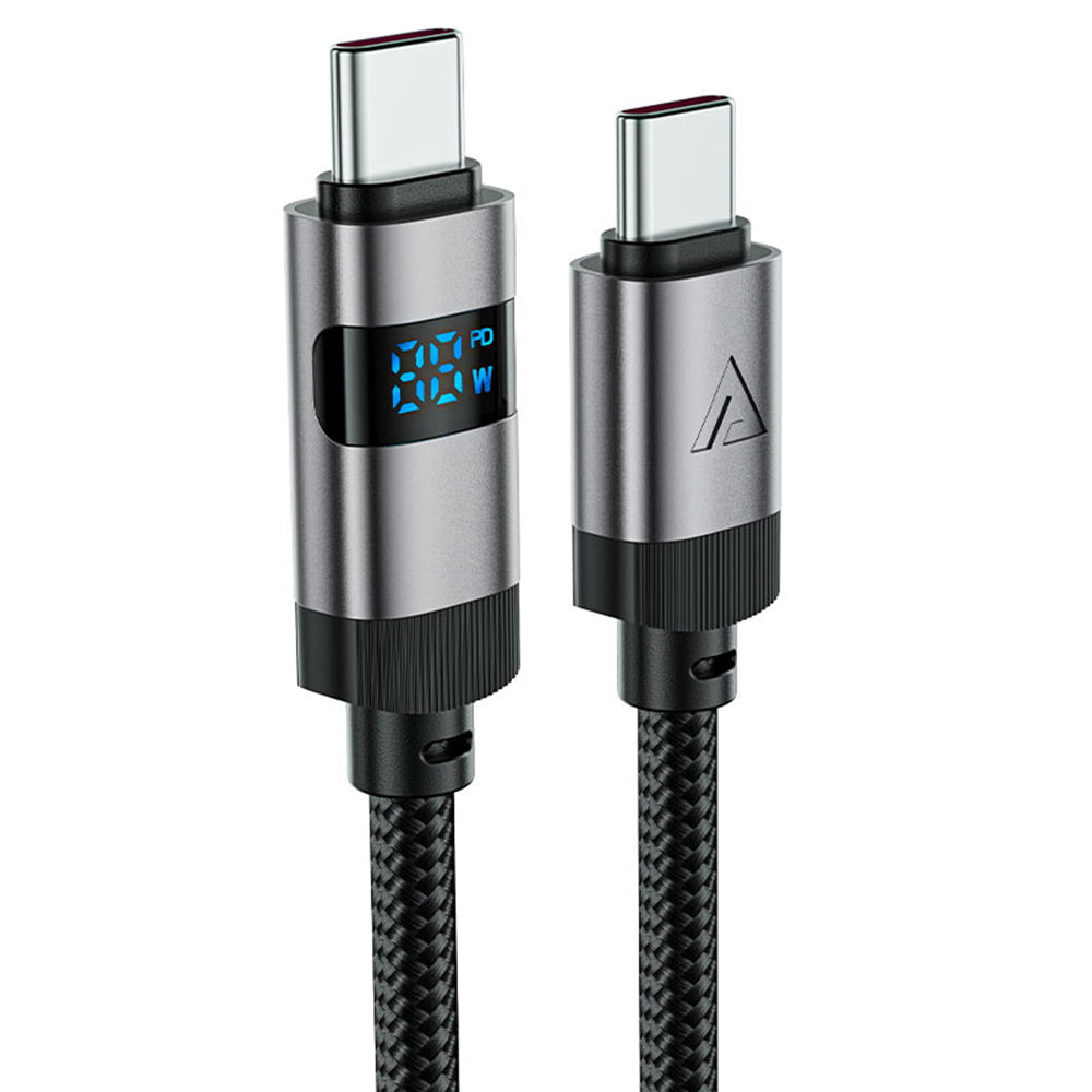 USB-C - USB-C Acefast C15-03 Display -data- ja latauskaapeli, 60W, 1.2m, Musta