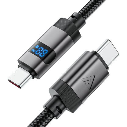 USB-C - USB-C Acefast C15-03 Display -data- ja latauskaapeli, 60W, 1.2m, Musta