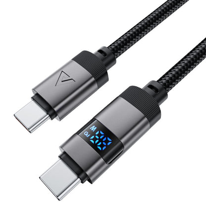 USB-C - USB-C Acefast C15-03 Display -data- ja latauskaapeli, 60W, 1.2m, Musta