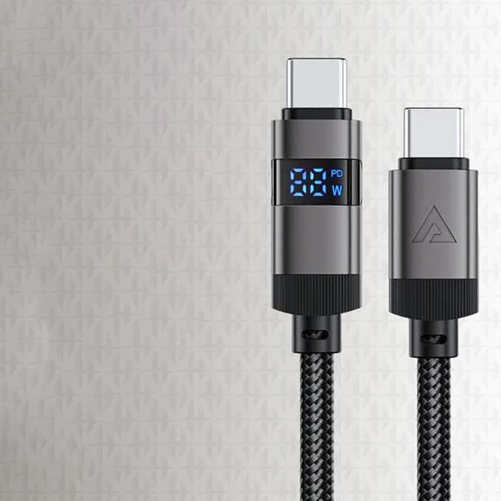 USB-C - USB-C Acefast C15-03 Display -data- ja latauskaapeli, 60W, 1.2m, Musta