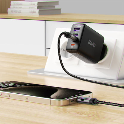 USB-C - USB-C Acefast C15-03 Display -data- ja latauskaapeli, 60W, 1.2m, Musta